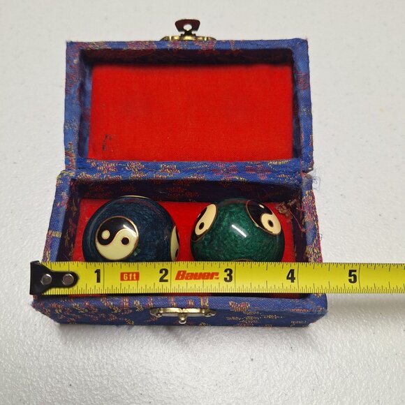 Yin Yang Baoding Balls In Decorative Box For Stress Relief & Hand Therapy - 2" D - Picture 4 of 5